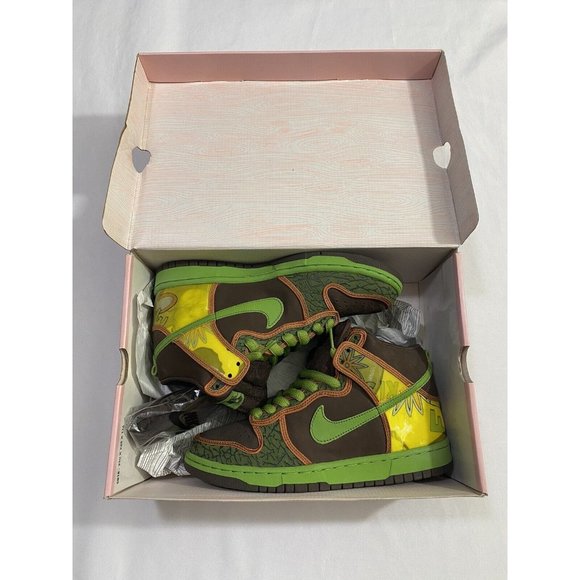 New Mens Size 7.5 Brown Nike SB Dunk High De La Soul Skate Shoes 305050 231